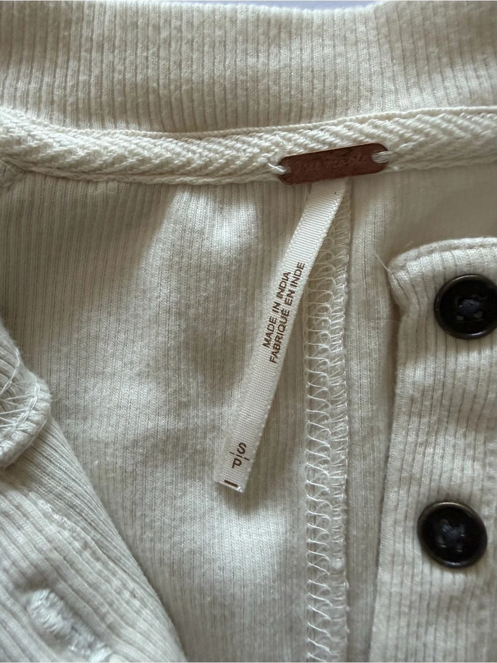 Free People Fleur Embroidered Cuff Henley size Small